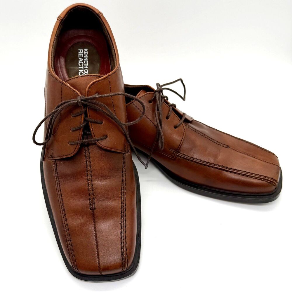 KENNETH COLE REACTION Dress Shoe Men's 8.5M Brown Leather Oxford Lace-Up W03665